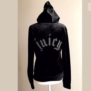 NWT $246 JUICY COUTURE Black Velour Logo TRACKSUIT
